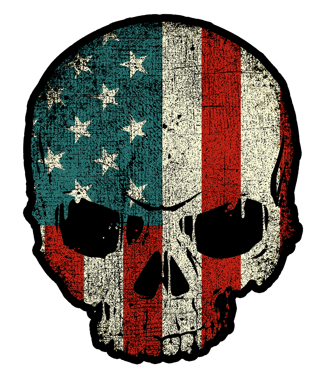 "American Flag Grunge Skull" - Decal
