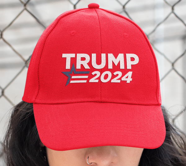 Trump 2024 Hat Liberty Apparel   Trump2024HatOnWoman 600x 